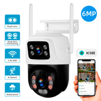 KERUI 6MP Dual Lens WIFI Survalance monitor Smart Home Security Protection Human Tracking Monitor Waterproof CCTV iCSee H265