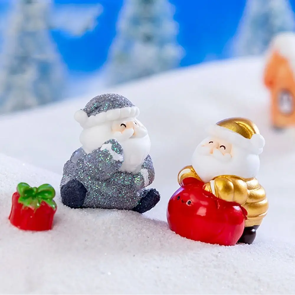 Christmas Resin Cartoon Santa Claus Statue Christmas Elderly Sled Figurine Party Supplies