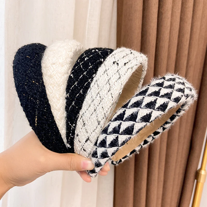 Korea Winter Warm Woolen Sponge Hairband Padded Fashion Hair Accessories for Women Girl Solid Color Headband Hair Hoop Headwear