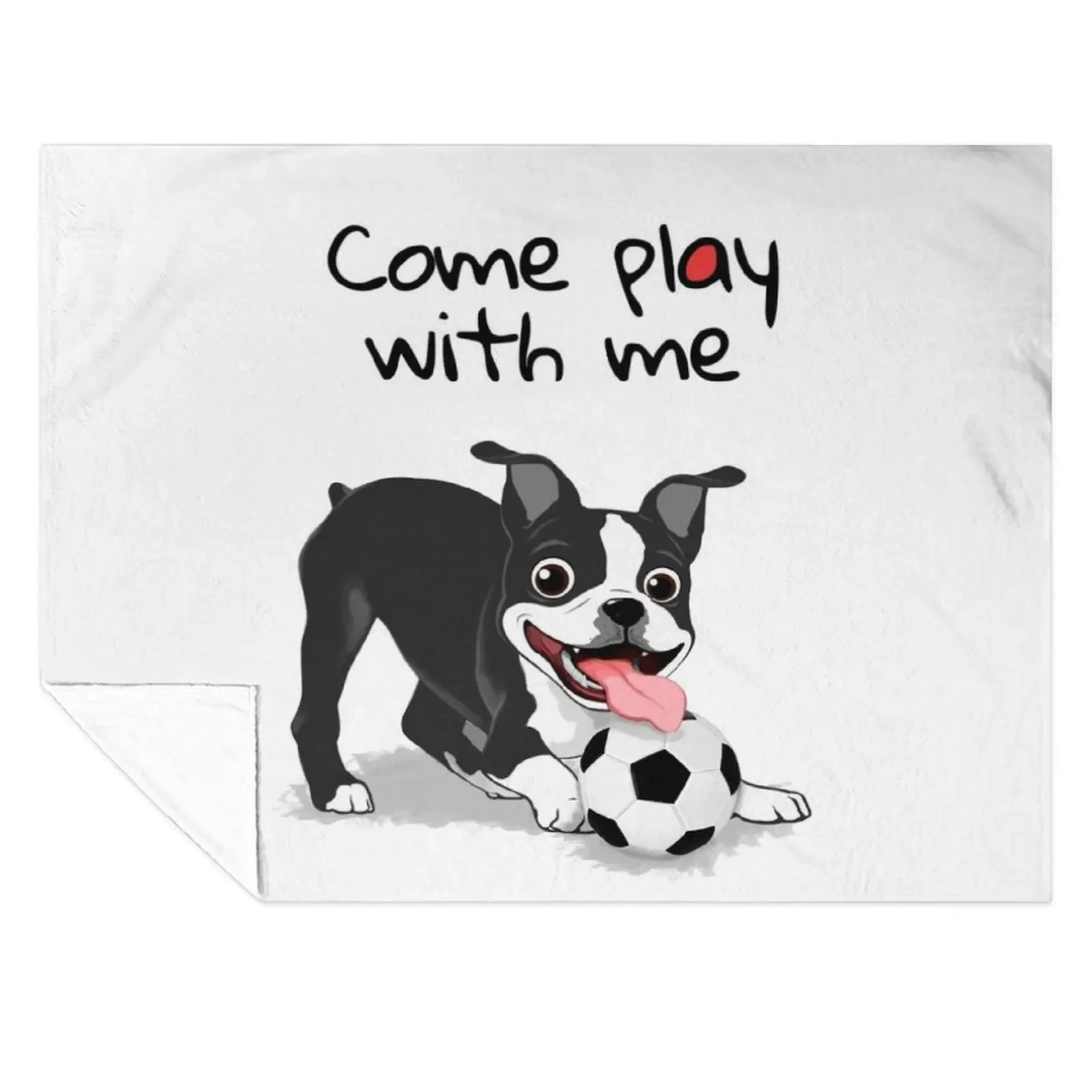 

Boston Terrier Come Play With Me Throw Blanket Designers Vintage Thins Soft Beds Blankets