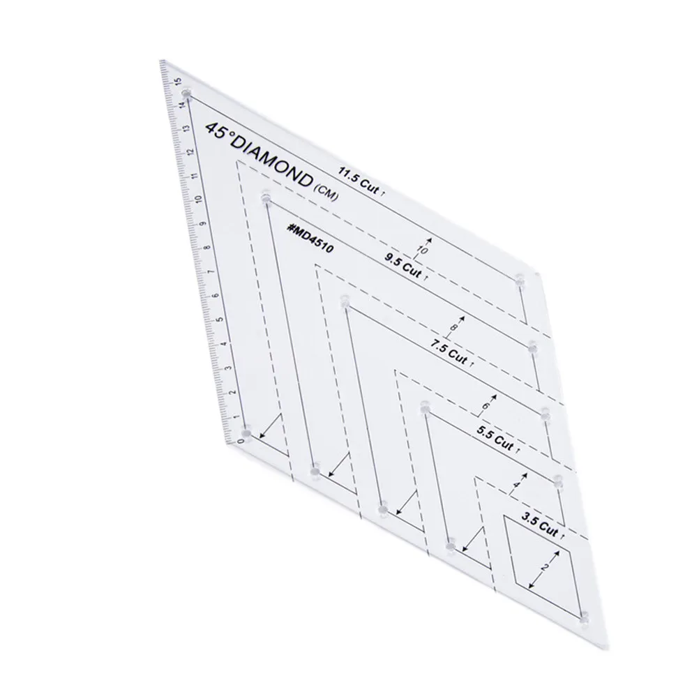 Rhomboid Quilting Ruler 45 Degree Transparent Plastic Template Accurate Marking Scale for Sewing Cutting Crafts Clothes Making