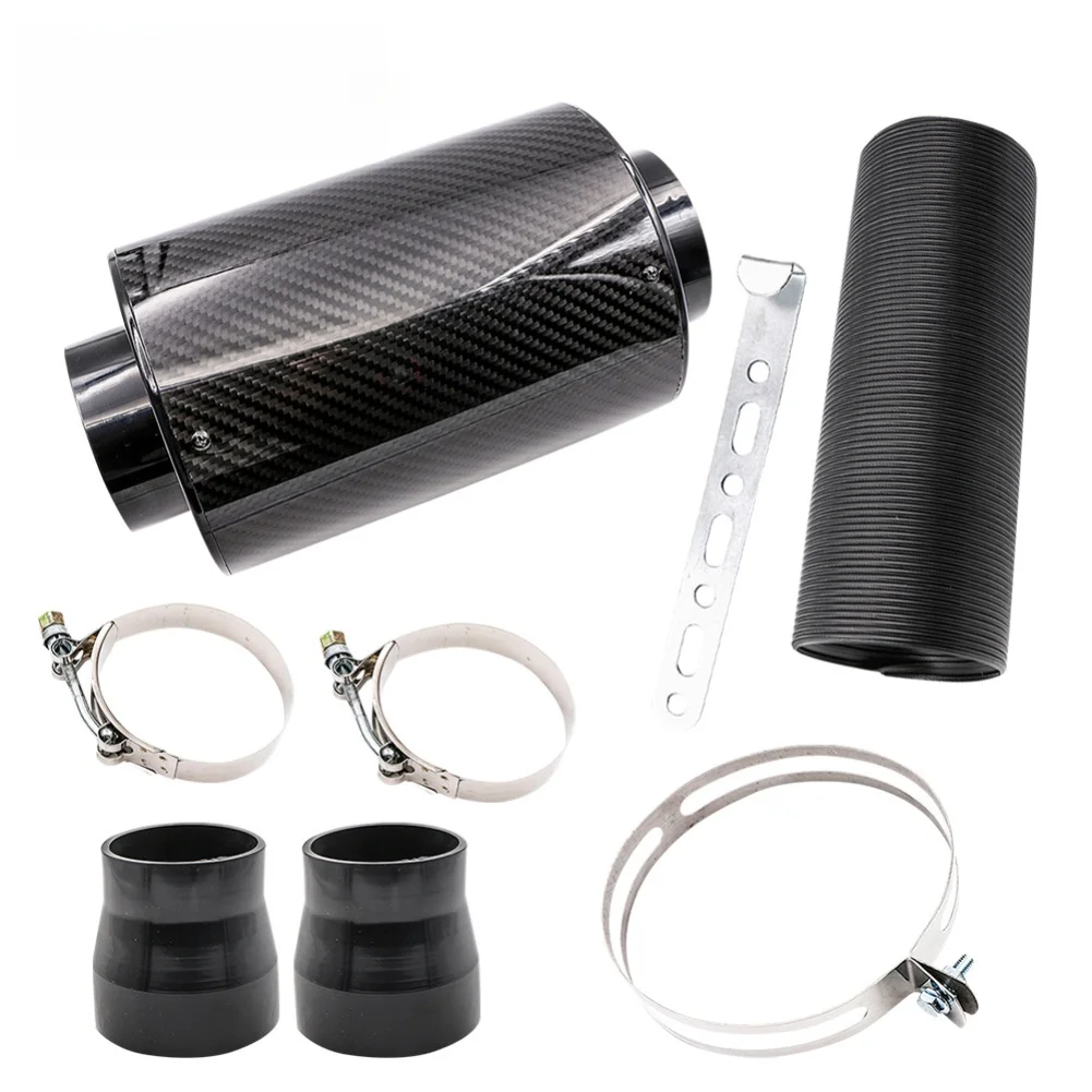Automotive Sport Air Filter Cold Air Intake Kit Featuring Carbon Fiber Intake System and Hose for Boosted Horsepower and Airflow