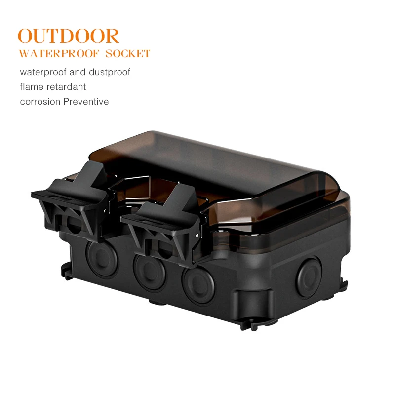 British Standard IP66 Two Opening Multi Six Hole Waterproof Box, Outdoor Waterproof Socket, Rainproof Industrial Charging Plug