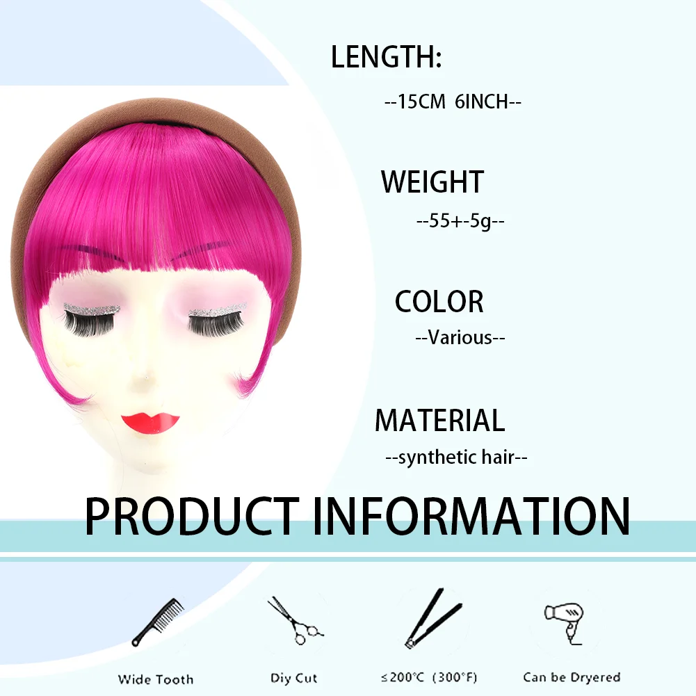 Detachable Magic Paste Headband Synthetic Fake Bangs Hair , Synthetic Wigs Headband  Bangs for Women Girls