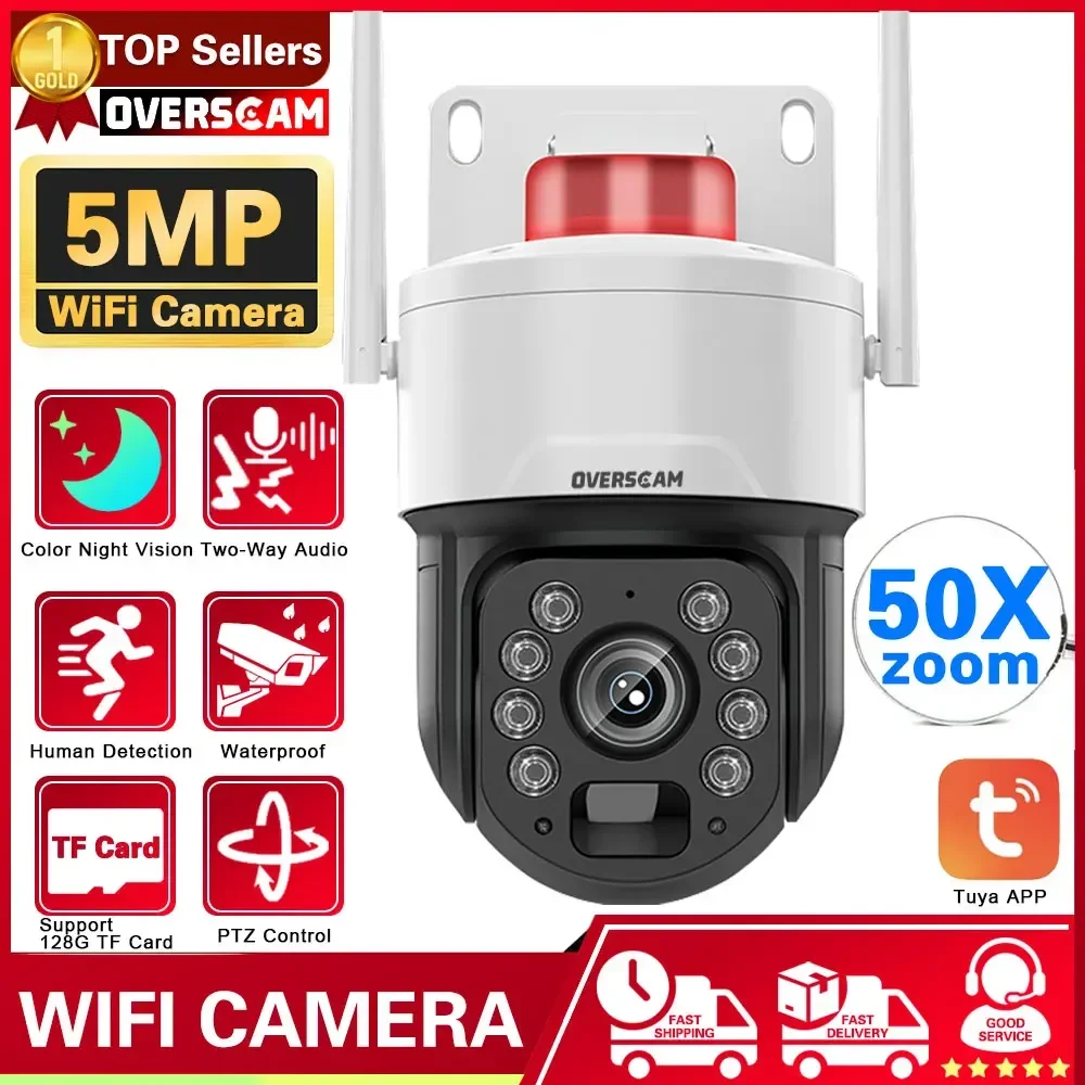 

Tuya Smart Life 5MP 50X Zoom Wifi IP Security Camera Outdoor 2-Way Audio Auto Tracking PTZ Wireless CCTV Surveillance Camera