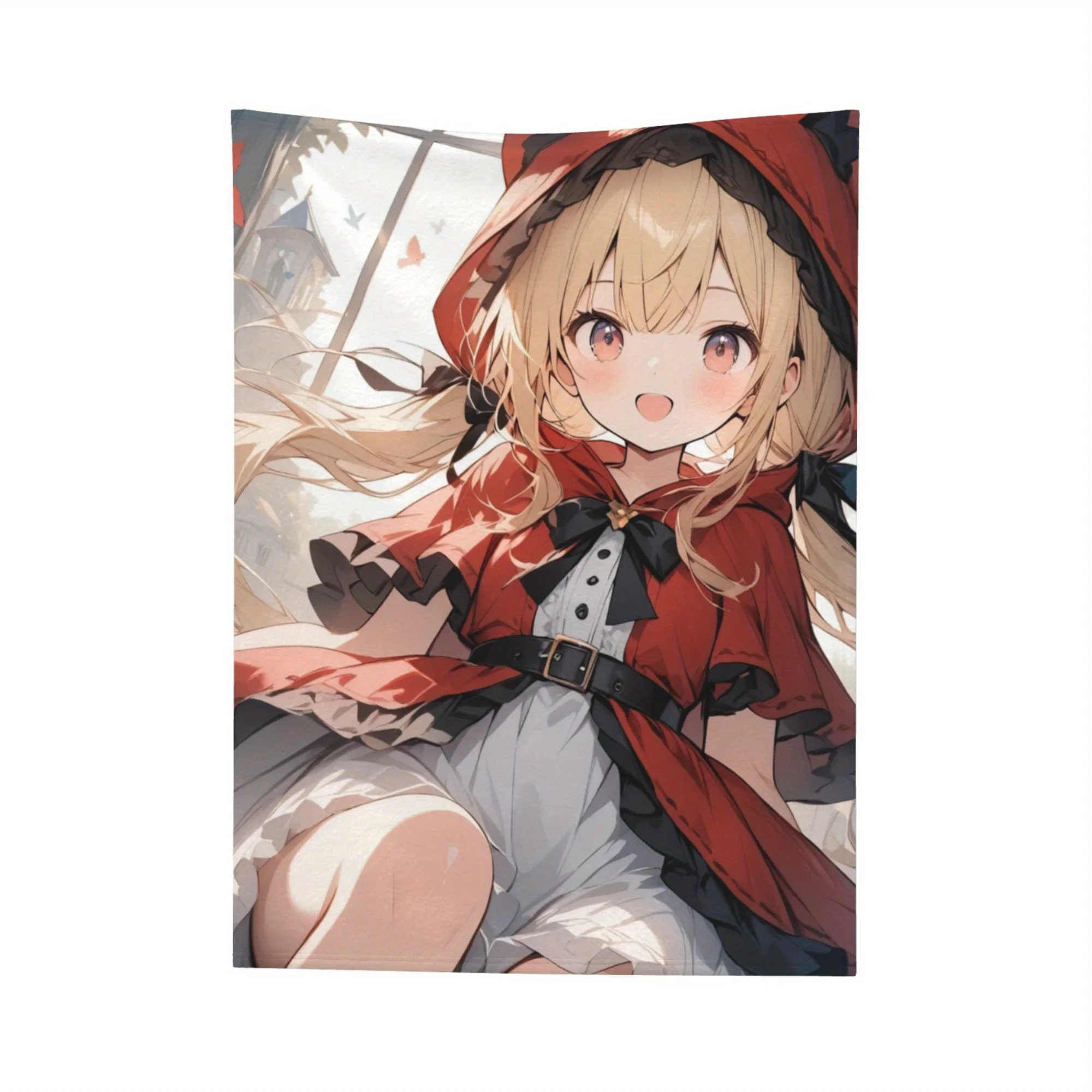

Cozy Cartoon Anime Girl Flannel Throw Blanket - Soft & Warm For Couch, Bed, Office, Car, And Camping | Versatile All-Season Nap