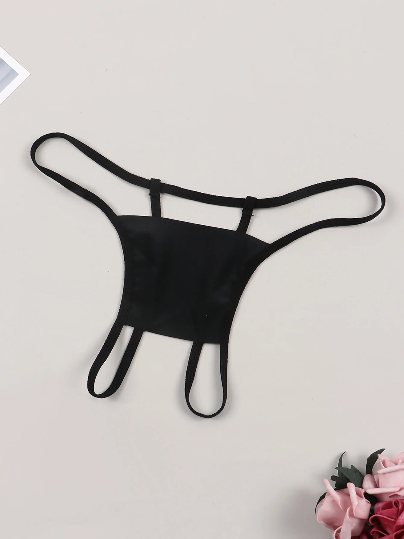 

Women's Summer Sexy Solid Black Low Waist Underpanties Comfortable Open Range Underwear