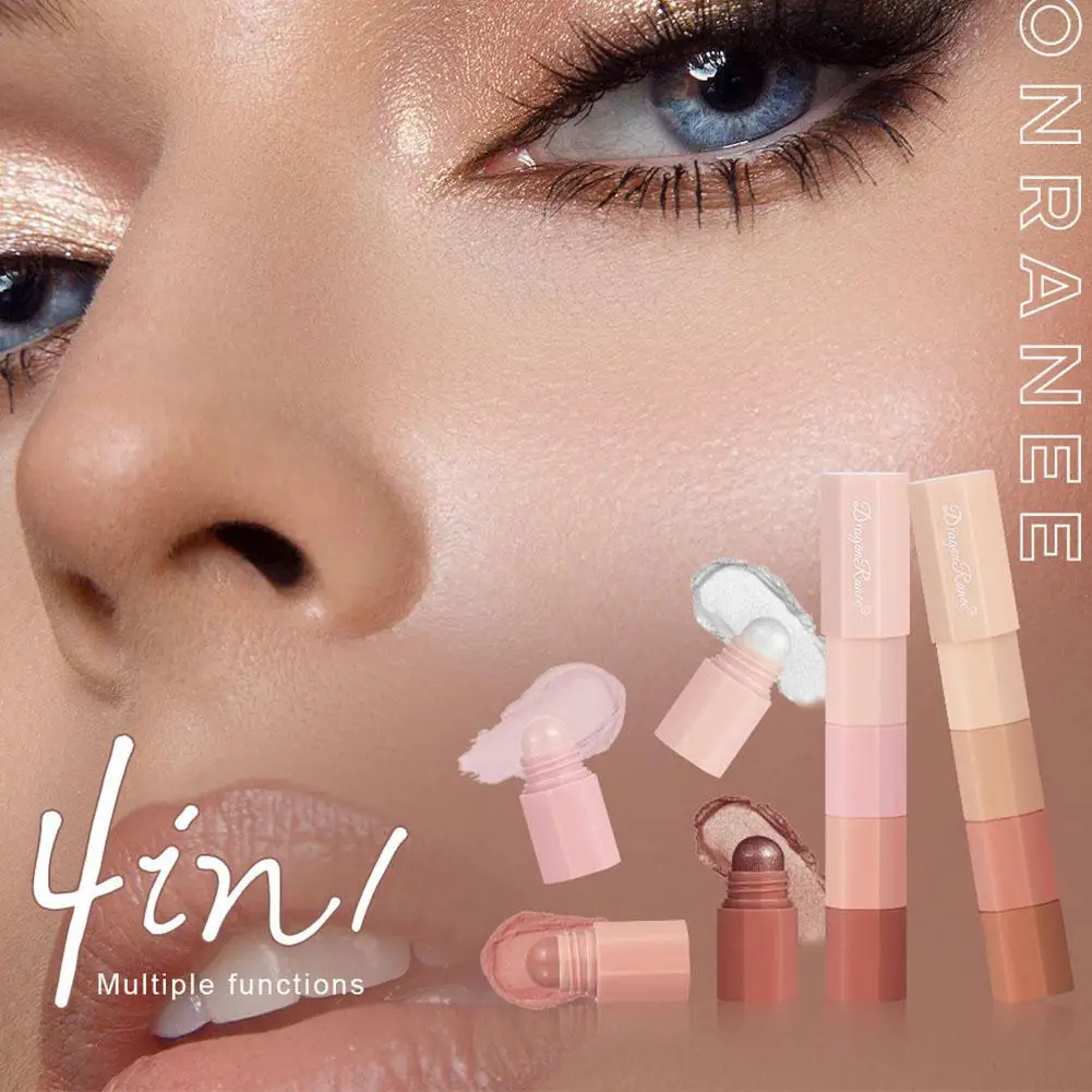 อายแชโดว์แบบ4 in 1สีมุกกันน้ำติดทนอายแชโดว์ระยิบระยับอายไลเนอร์