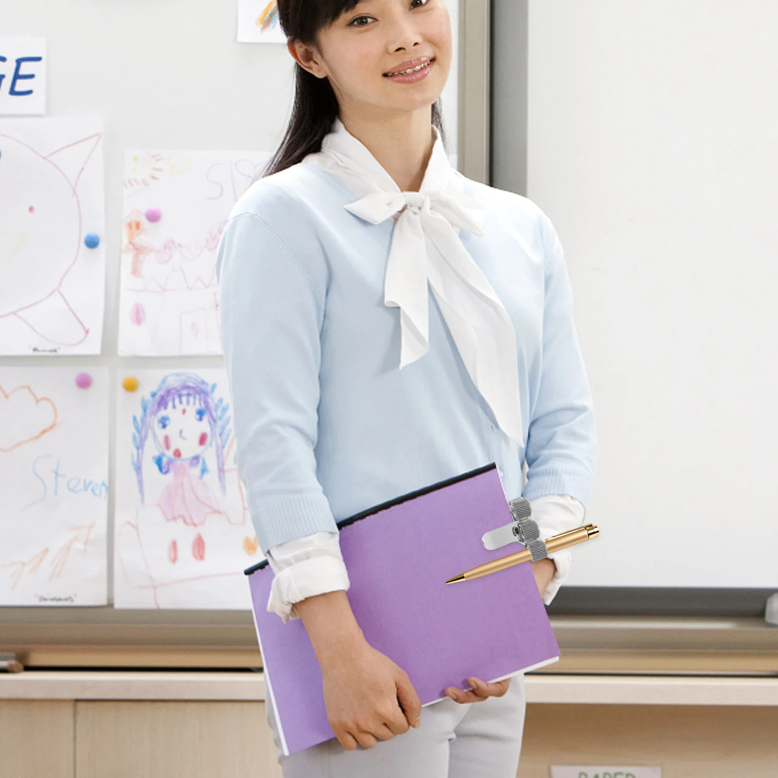 

3Pcs Notebook Pen Clip Spring Lock Fixed Pen Loop for Nurses Doctors Planners Journals Metal Holder for Desk Travel Use