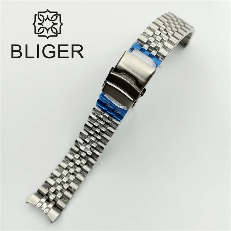 

BLIGER Watch Band 22mm Jubilee Bracelet Folding Buckle Silver Solid 904L Stainless Steel Fit 41mm Watch Case Replacement Parts