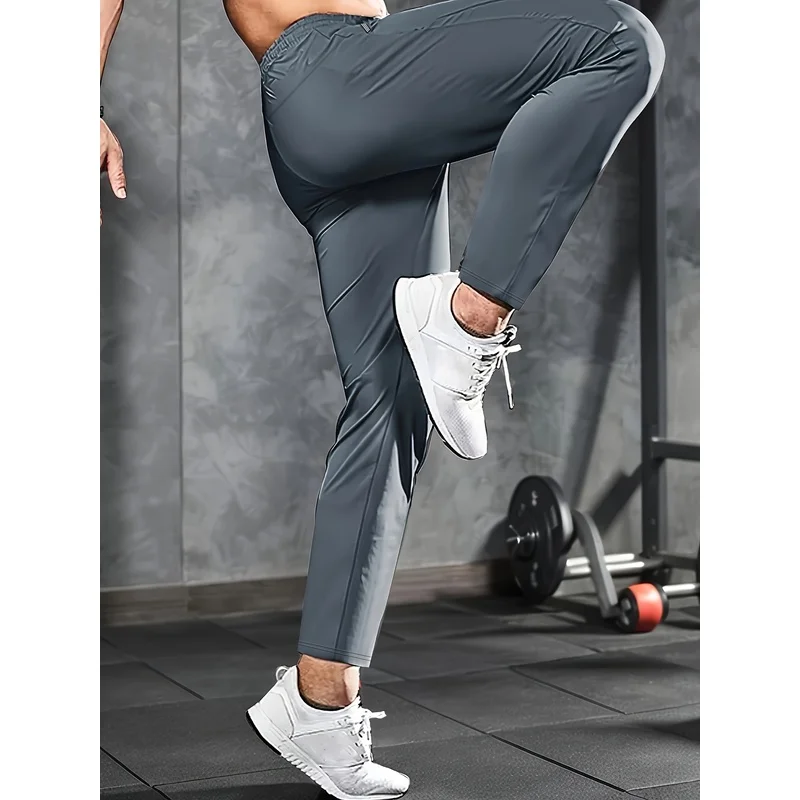 Mens Sports Pants Men's Casual Trousers High Elastic Fiber Zipper Pocket Breathable Fishing Football Joggers Man Jogger Gym Male
