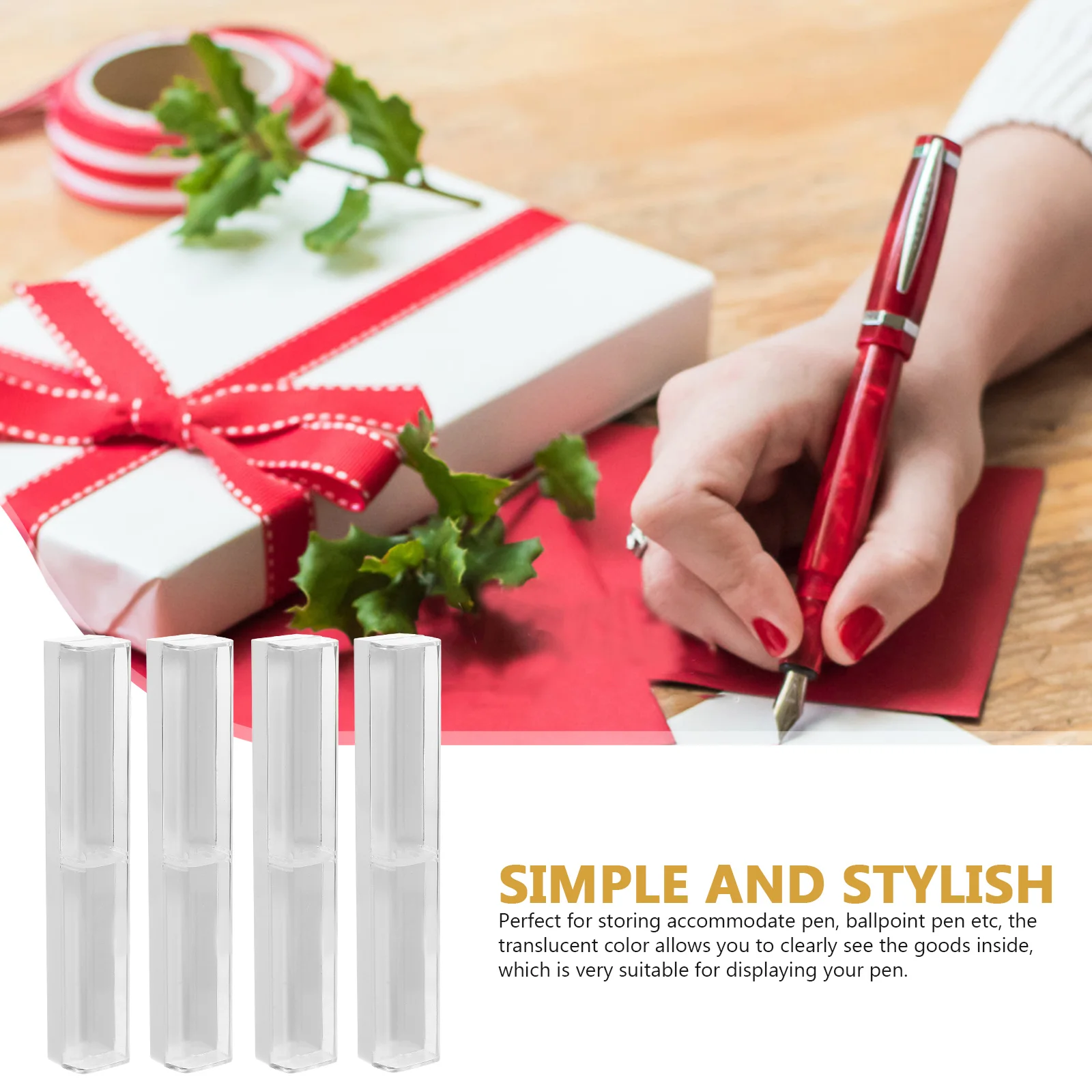 

12Pcs Pen Cases Transparent Pencil Box Stylish Storage Organizer Portable Lightweight Gift Boxes for Writing Instruments