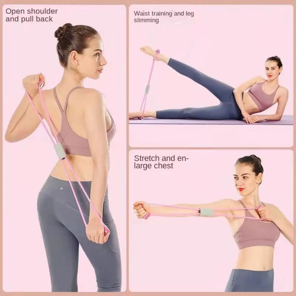 Tensile Tape Yoga Resistance Band 8 Shape Muscle Stretching Yoga Pilateselastic Band Solid Color Crossfit Exercise