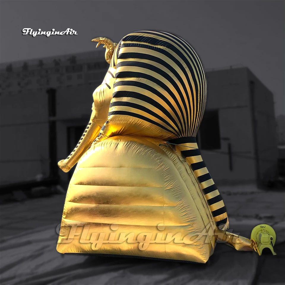 Customized 3m Golden Inflatable Ancient Egypt Pharaoh Statue Model For Park And Club Decoration