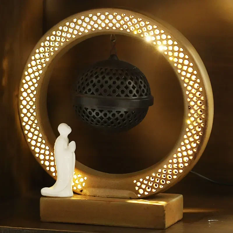 Ceramic Hanging Ball Incense Burner Backflow Incense Stove Lamp Ring Glows Handmade Pottery Burners Home Buddhist Hall Decor