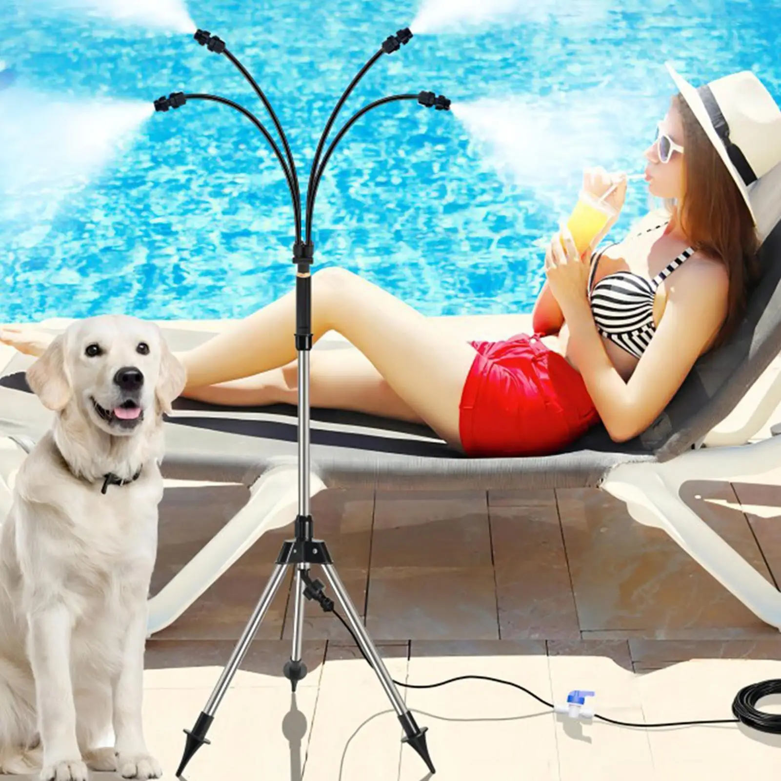 

Standing Misters For Outside Patio Adjustable Height Stand Misting System For Cooling Outdoor Portable Stand