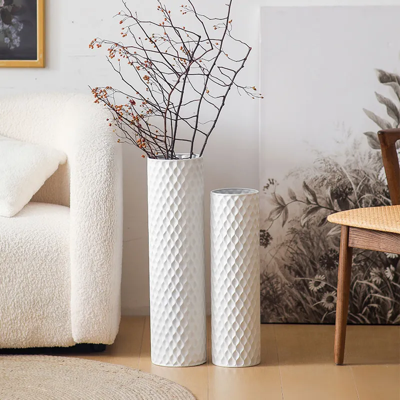 Iron Vase Home Decor Moder Flower Vase Centerpiece Rustic Metal Vessel Decor Cylinder Ornament Nordic Style Decoration