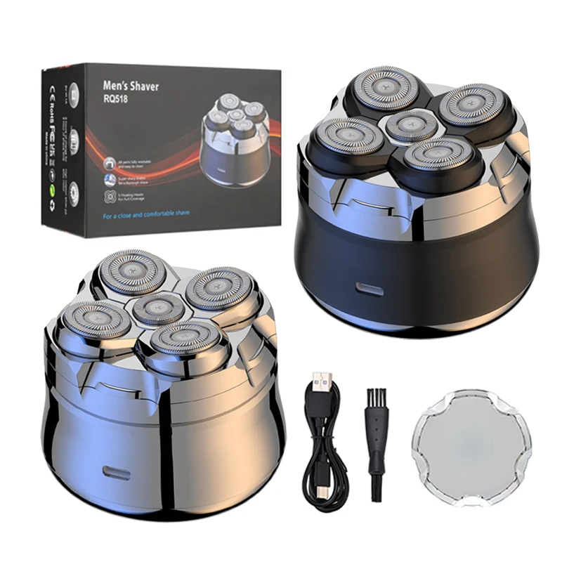 

Магнитная адсорбционная электробритва с дорожным замком, 2 скорости, 5D плавающее лезвие, бритва для лысины, бороды, перезаряжаемая машинка для стрижки волос