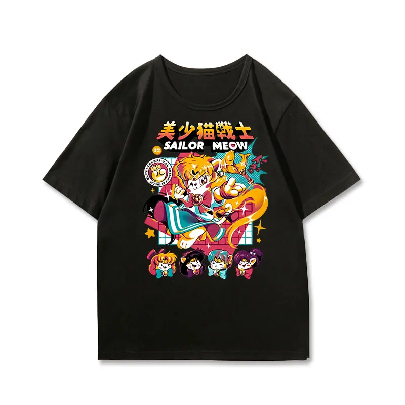 

Japanese Animation Joint Sailor Moon Cartoon Explosion Short-sleeved T-shirt Men and Women Summer Heavy Pure Cotton Loose