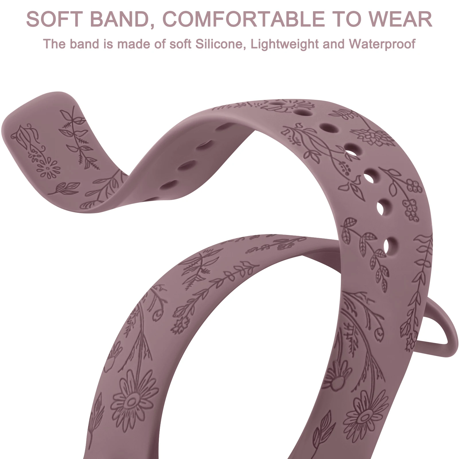 Silicone Flower Engraved Band for Fitbit Charge 6 5 Strap Bracelet Watchband For Fitbit Charge 6/Charge 5 Wristband Replacement