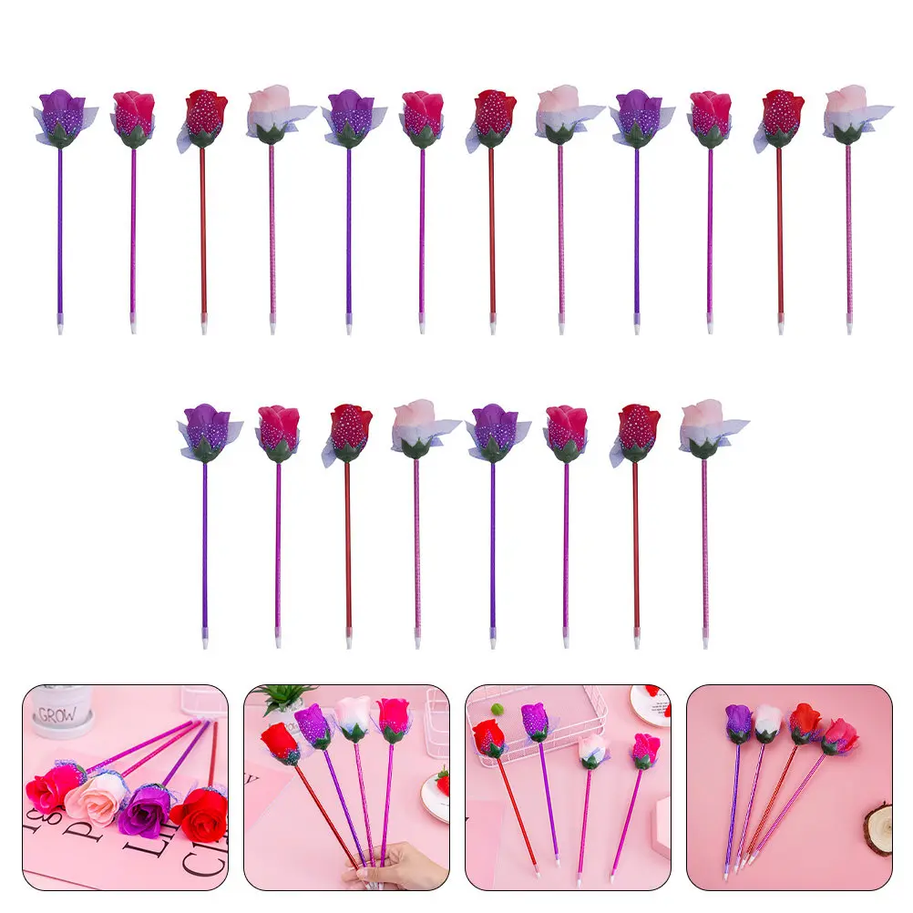 

20Pcs Rose Shape Ballpoint Pens Creative Stylish Writing Pens School Office Stationery Signature Pen Student Gift Supply