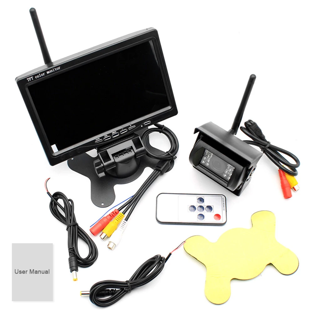 Vehicle Wireless Reverse Hd Video System Is Applicable To Truck, Bus, Rv Excavator, Trailer, 7-inch Lcd Monitor, Hd Camera