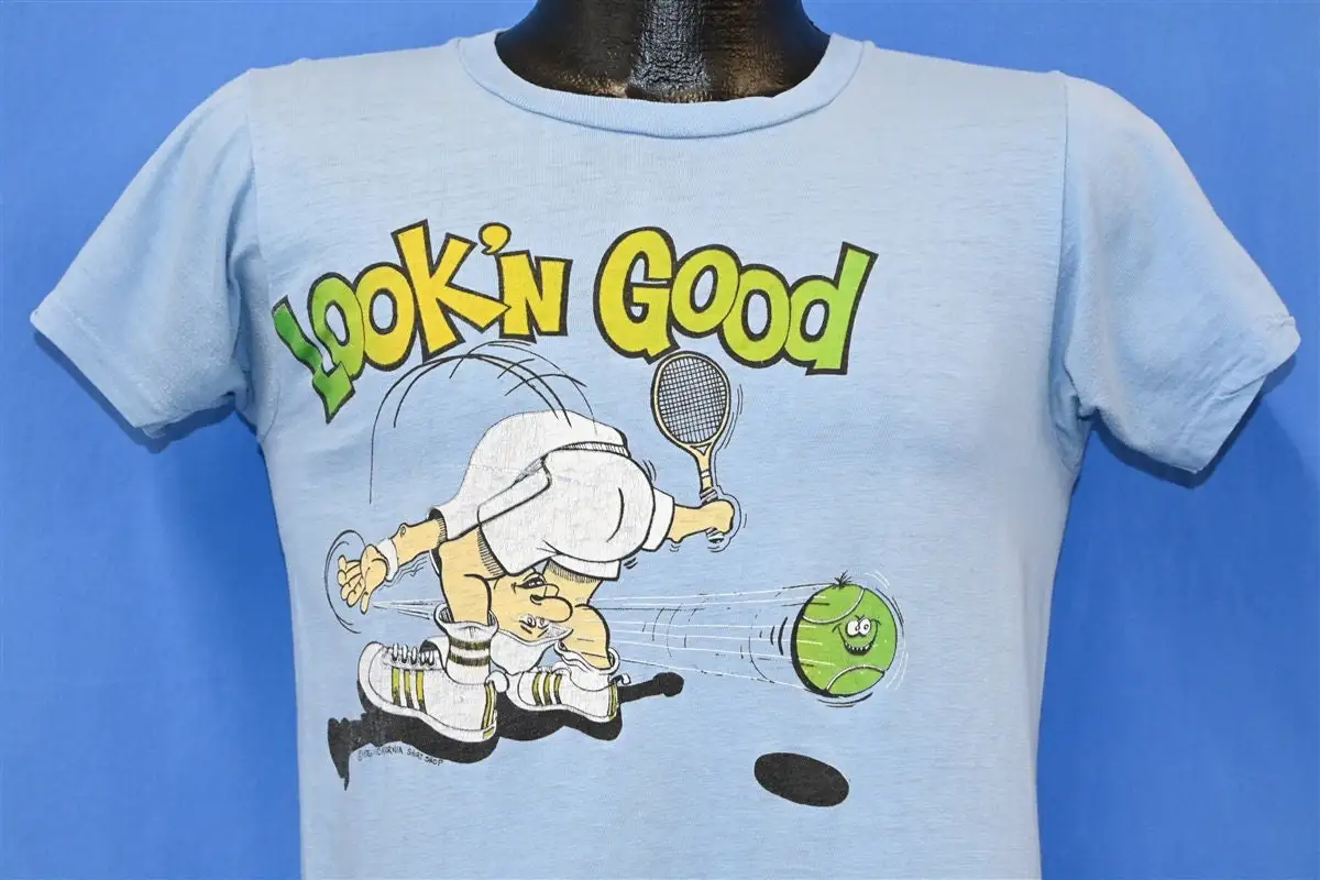 

70s Lookin Good Tennis Cartoon Funny Humor Joke 1976 T Shirt Small