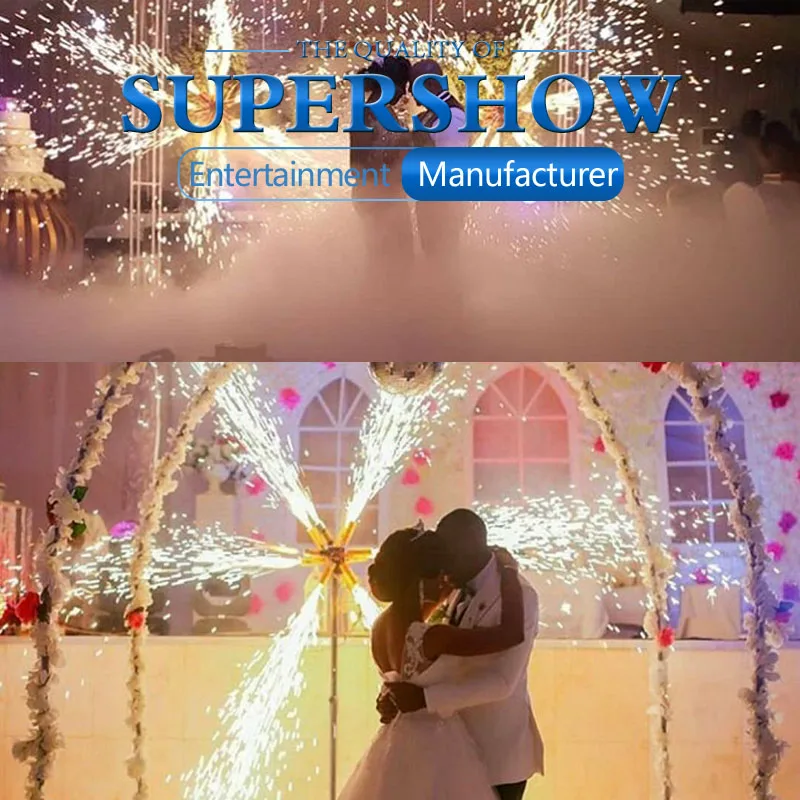 Stage special effects double wheels rotate fountains fireworks machine for wedding celebration