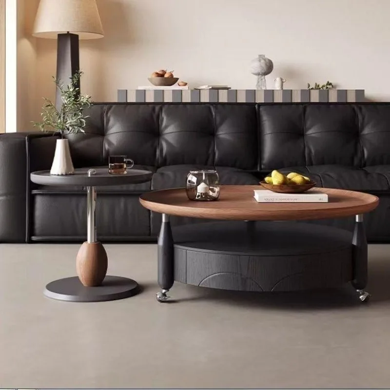 Living room coffee table walnut round size coffee table modern simple small apartment