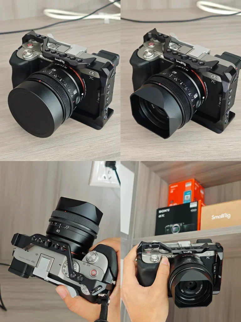 Parasol de lente de Metal cuadrado de bayoneta para Sony FE 50mm F2.5 G FE 40mm F2.5 G FE 24mm F2.8 G, sombra de lente con tapa