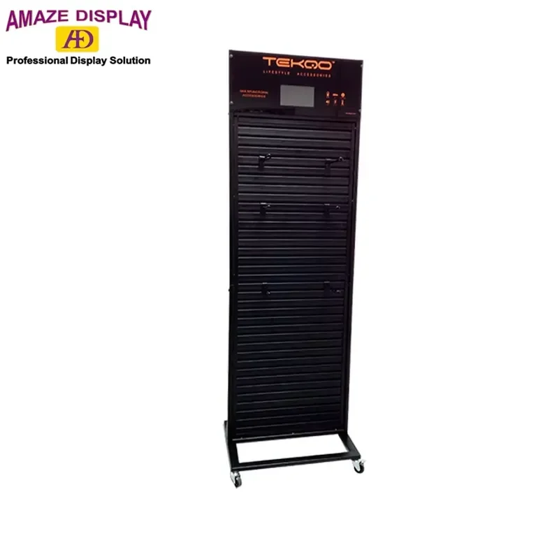 Adjustable Multi Tier Metal Floor Stand Hook Display Rack for Mobile Phone Accessories Retail Store Supermarket Hanging