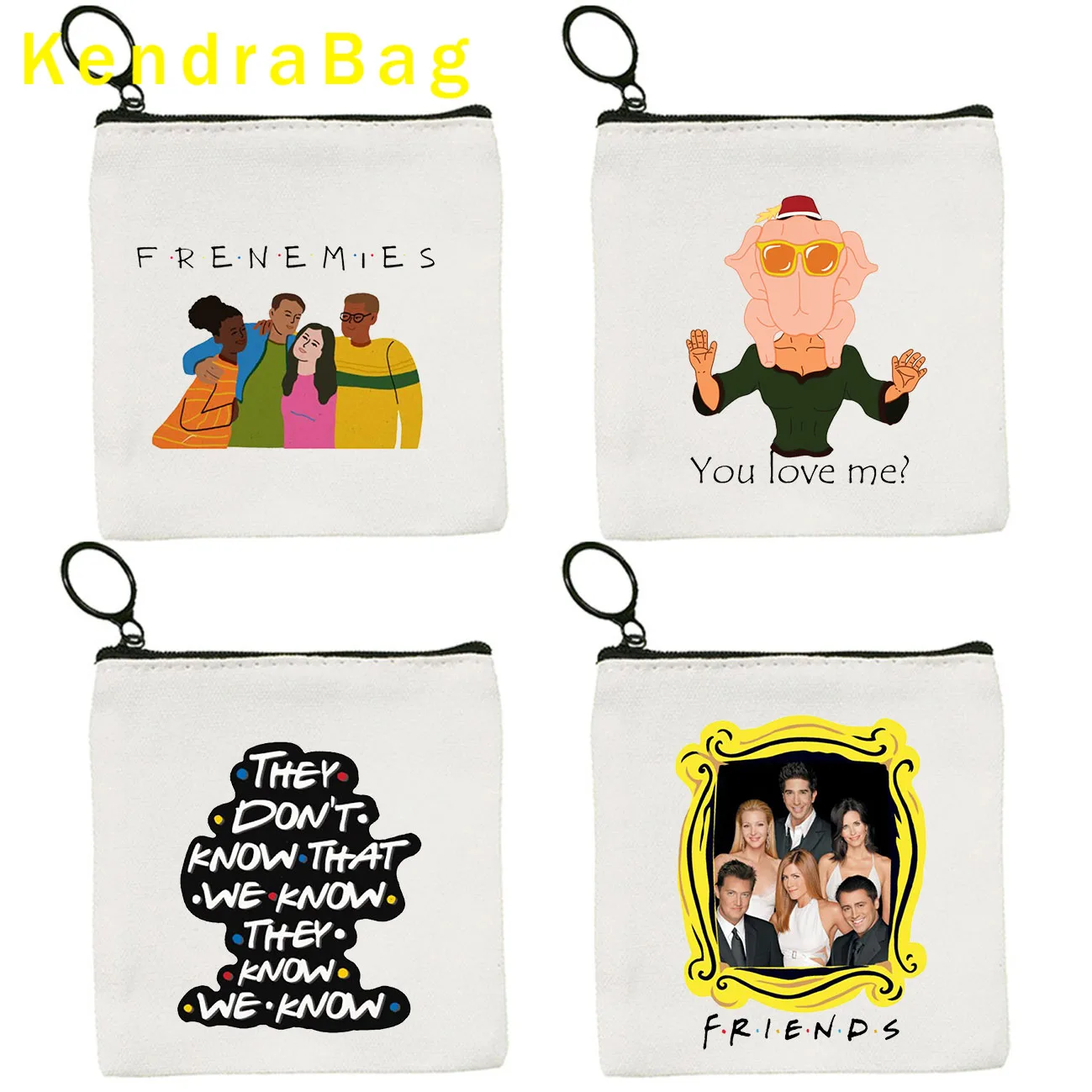 Central Perk Coffee Friends TV Show Frame Door How You Doin Key Coin Purse Canvas Bags Pouch Cotton Card Wallet Zipper Cute Gift