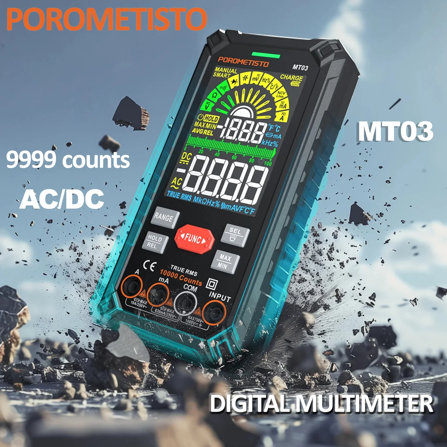 POROMETISTO MT03 multimetro digitale 9999 conteggi Smart Voltage Tester AC/DC Auto Range 1000V NCV resistenza Temp Tester di corrente