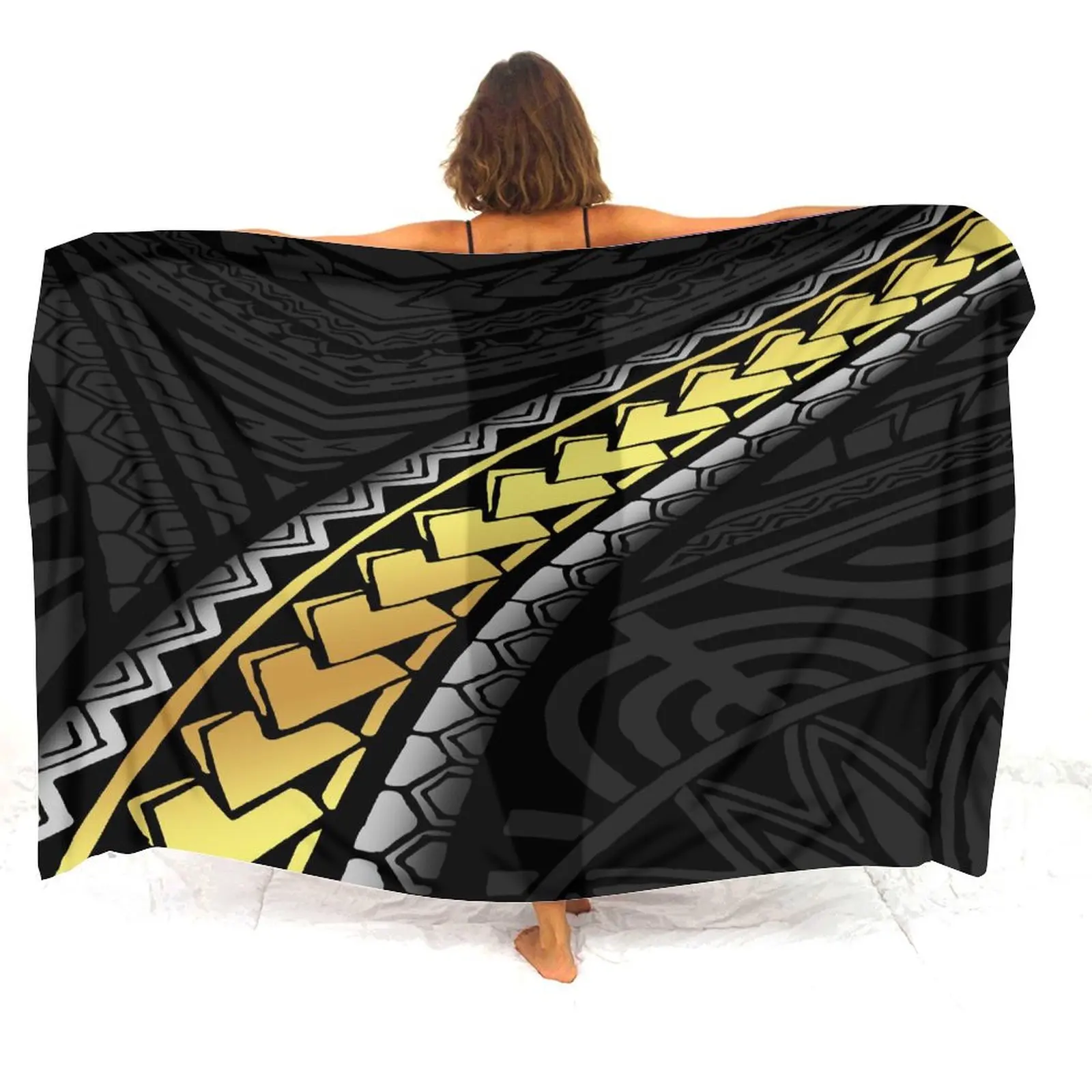 Tribal Peoples Polynesian Art Print Sarong Custom Pattern Women Seaside Style Bikini One-Piece Coat Holiday Party Shawl Sarong