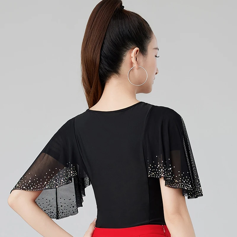Female Short Sleeves Waltz Ballroom Dance Tops New Women'S Rumba Modern Dancing Top Adults Samba Latin Dance Clothes DW10816
