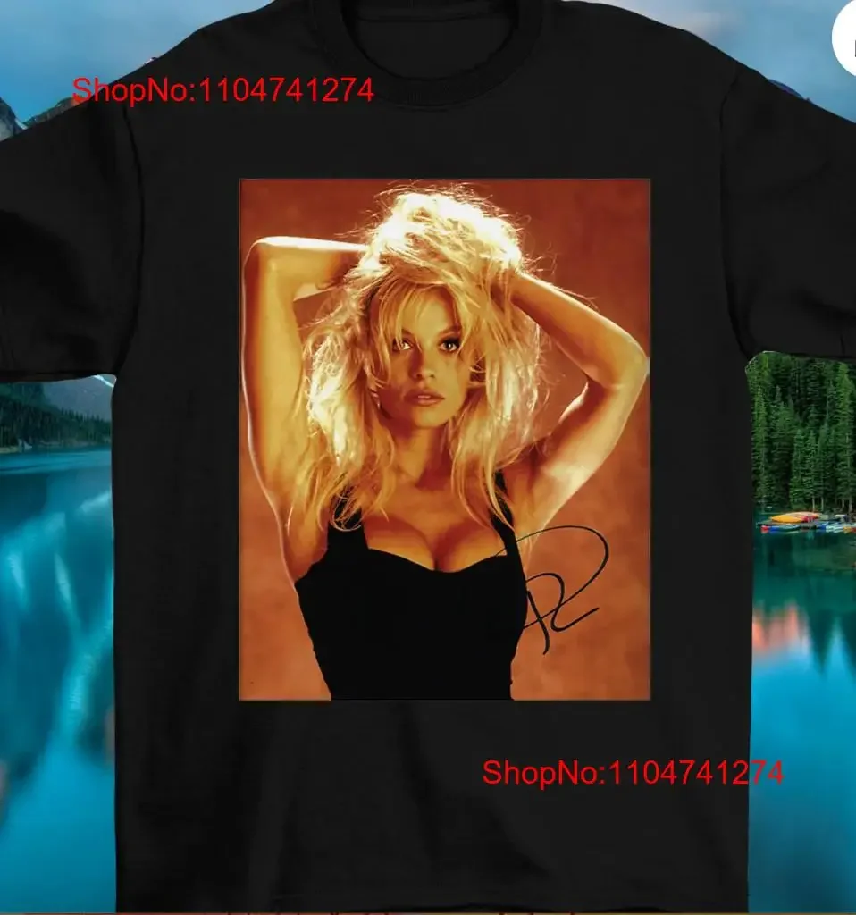 Pamela Anderson Signed Sexy Beauty Black S 234XL T Shirt vintage Washed Slightly Versatile Soft Stretched Casual homme