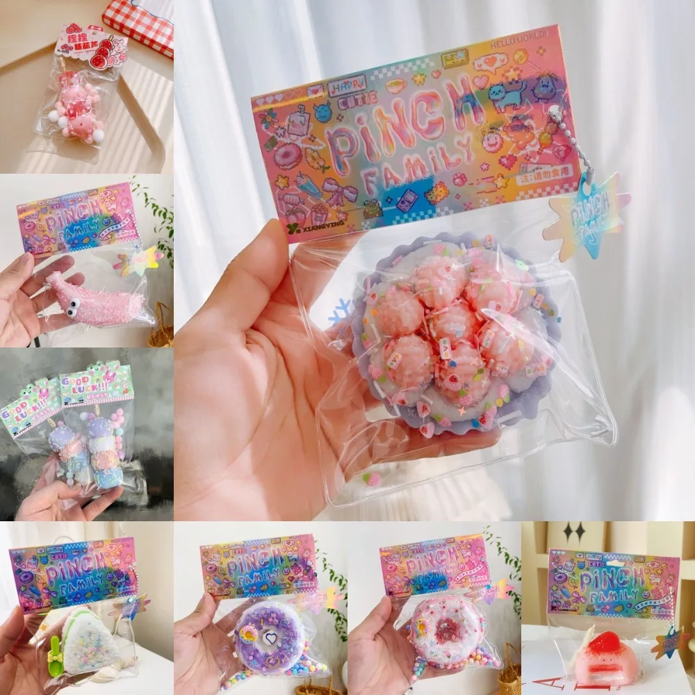 Lindos juguetes de comida para apretar, alivio del estrés, pastel suave y pegajoso, juguete antiestrés, bola de arroz, pastel de Donut, juguete de descompresión, regalo para niños
