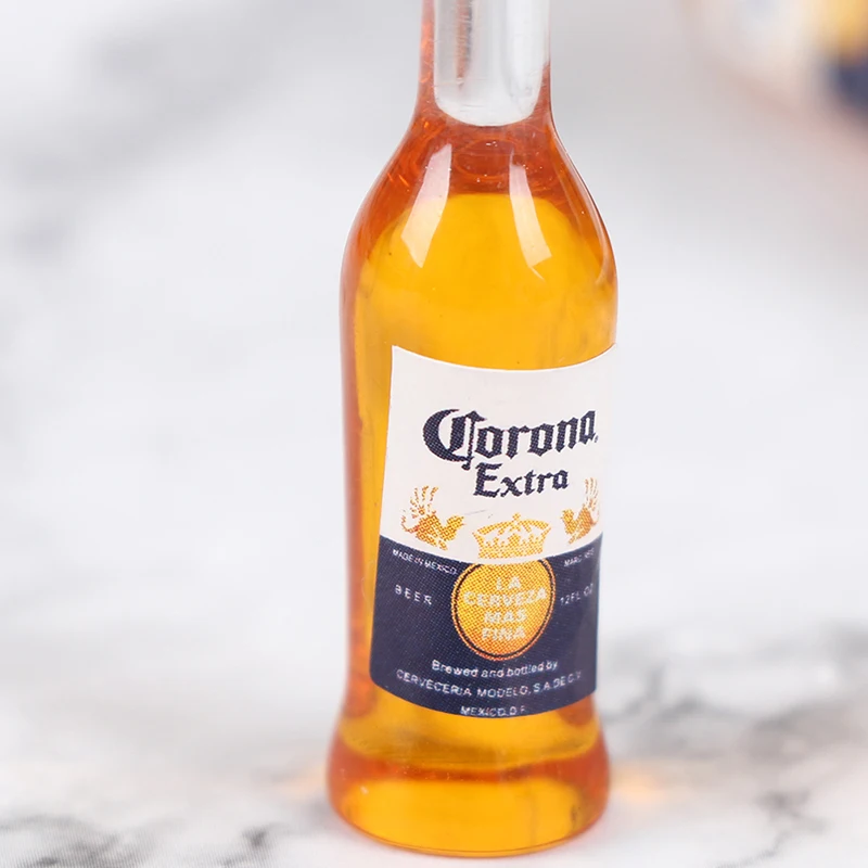 【M】10Pcs 1:6 Dollhouse Miniature Resin Beer Bottle Simulation Wine Bottle Model Doll House Accessories Kids Toys