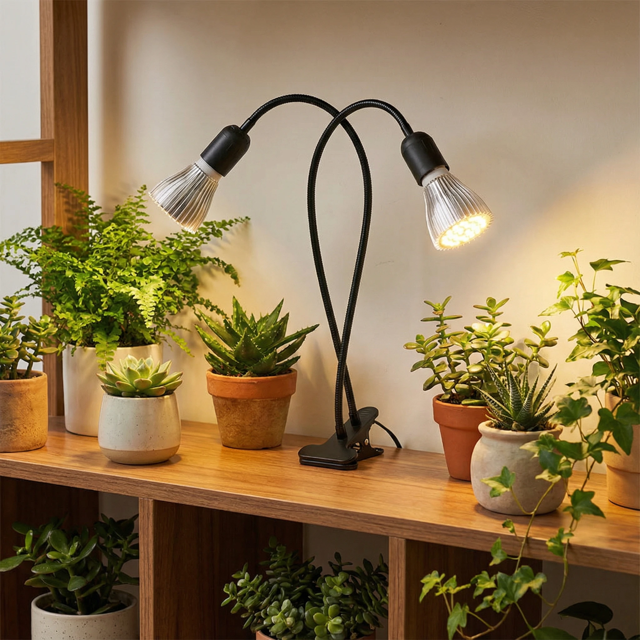 デュアルヘッドe27-led育成ライト、フレキシブルランプホルダークリップ付き、フルスペクトルled植物育成ライト、家庭用室内用フィトランプ