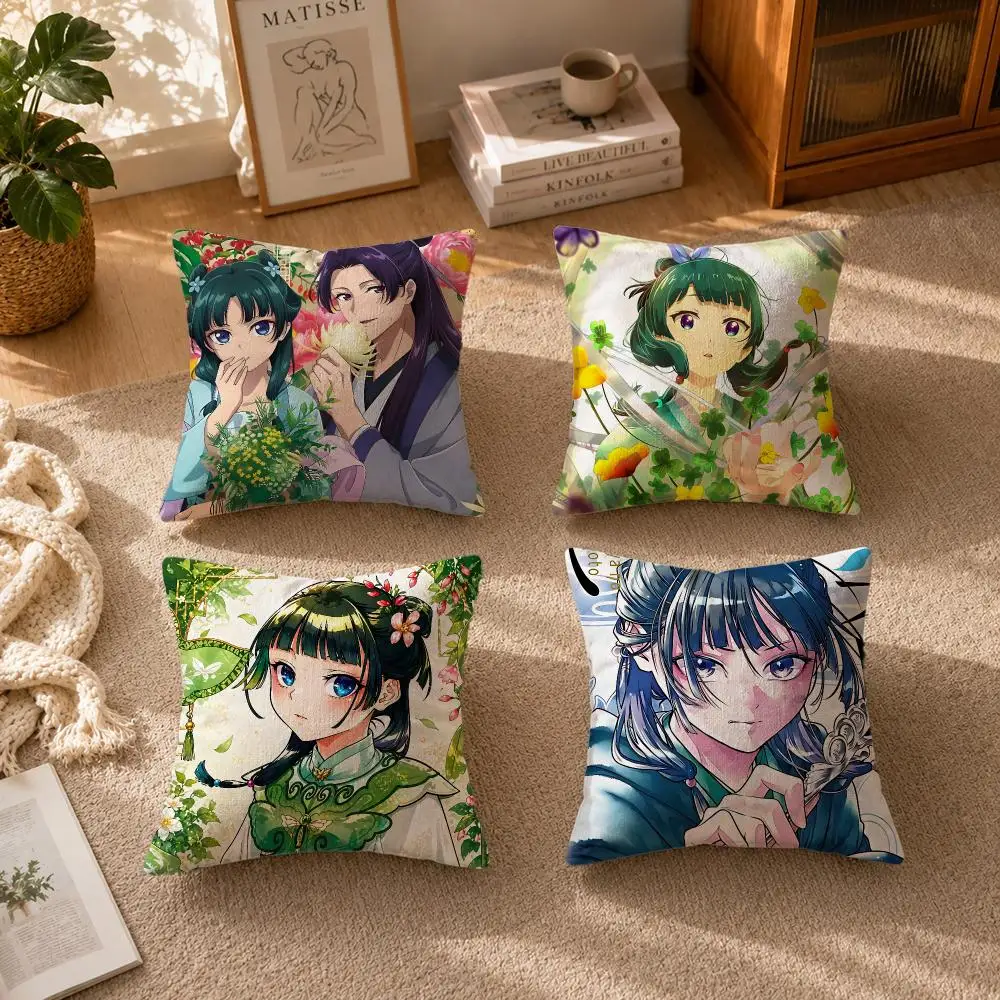 ANIME‑The Apothecary Diaries Cushion Cover Soft Short Plush Zippered Cushion Covers 40/45/50cm Square Decor for Sofa Home