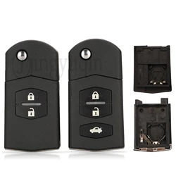 jingyuqin 2/3 Buttons Replacement Flip Remote Car Key Shell Case FOB For Mazda M3 M6 M5 Axela Atenza With Uncut Blade