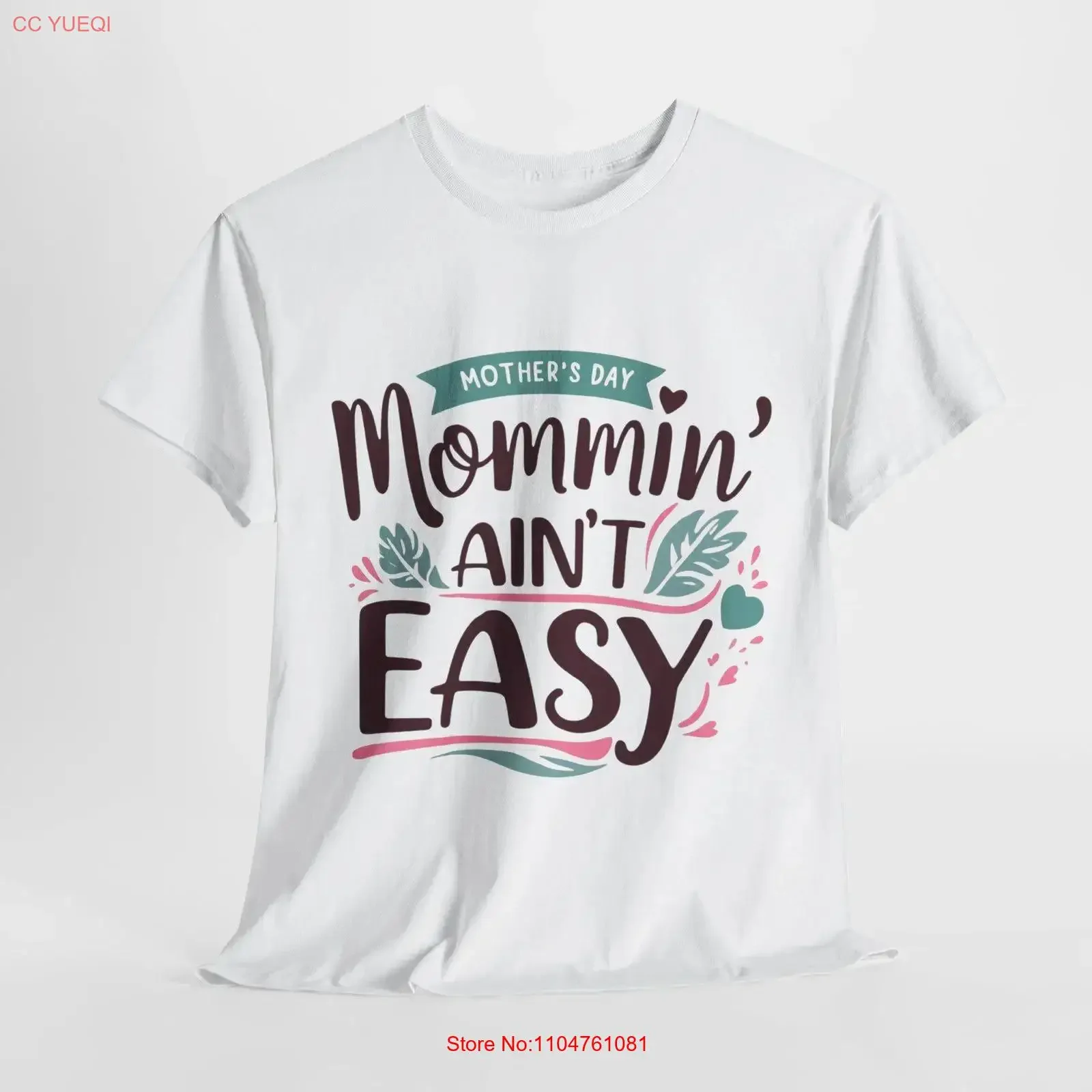 Mommin' Ain't Easy Heavy Cotton T Shirt Mother's Day Funny Mom Parenting Humor for Moms Casual Wear vintage Washed