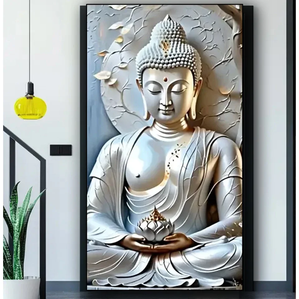 

Silver Buddha Yoga Woman Large Diy Diamond Painting New 2026 5D Full Square Round Design Diamond Art Mosaic Craft Office Decor