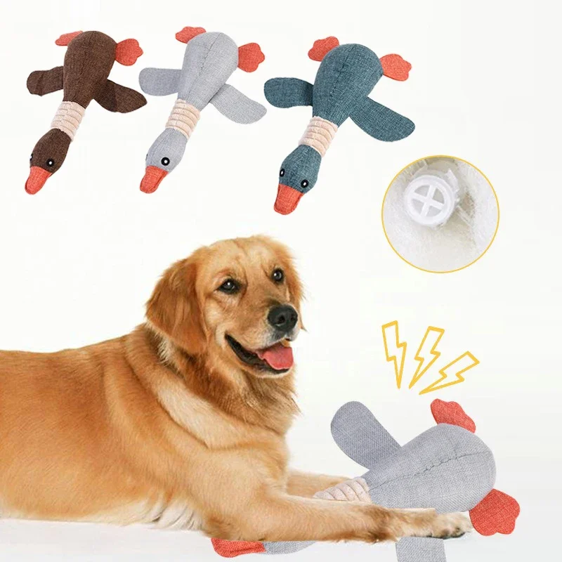 

Cartoon Wild Goose Plush Dog Toys Resistance Squeaky Sound Pet Toy for Cleaning Teeth Puppy Dogs Chew Supplies