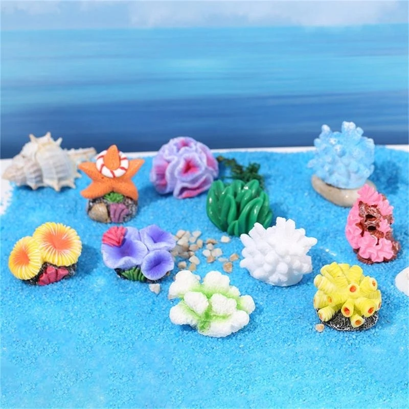 Fishtank Ornaments Resins Coral Seaweed Miniatures for Aquariums 11Pieces Set