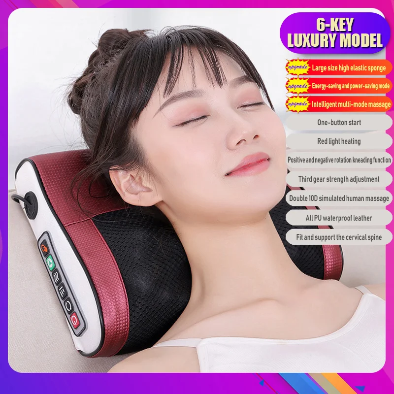 Almohada de masaje eléctrica multifuncional, masajeador de salud para el cuello, dispositivo relajante