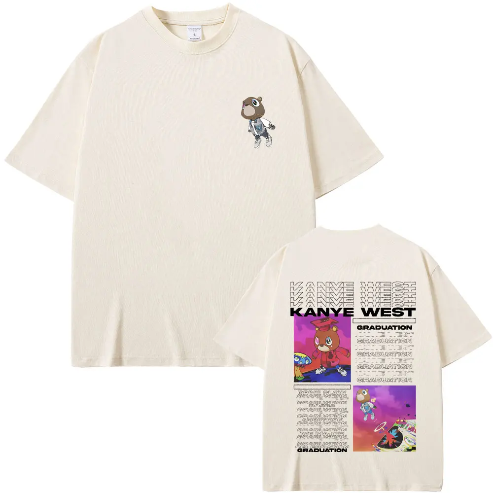 Rapper Kanye West Graduation Music Album Graphic T-shirts Men Women Hip Hop Vintage Oversized Tshirt Male Casual Cotton T Shirts