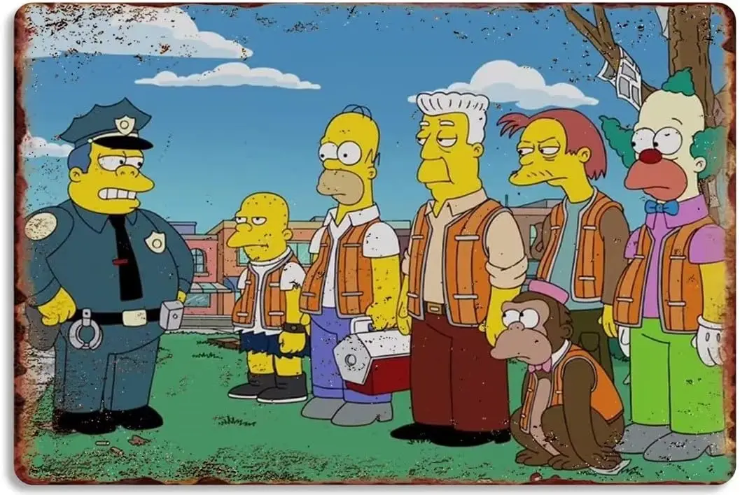 UOAIUDT Retro Metal Poster Sheriff Clancy Wiggum Likes Donut Metal Tin Signs Gift For Office Club Bar Home Kitchen Gym Vintage P