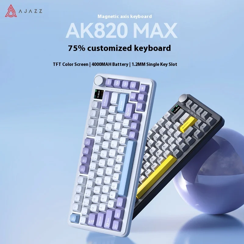 

Ajazz Ak820max Mechanical Keyboard Wireless Tri-Mode 0.85" Tft Screen Gasket75 Full Hot-Swappable Esports Gaming Keyboards Gifts