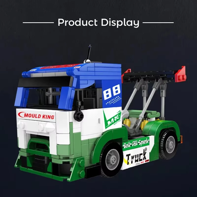 새로운 몰드 킹 24095 레이싱 트럭 모델 블록 조립 교육용 브릭 장난감 어린이 및 성인 생일 선물